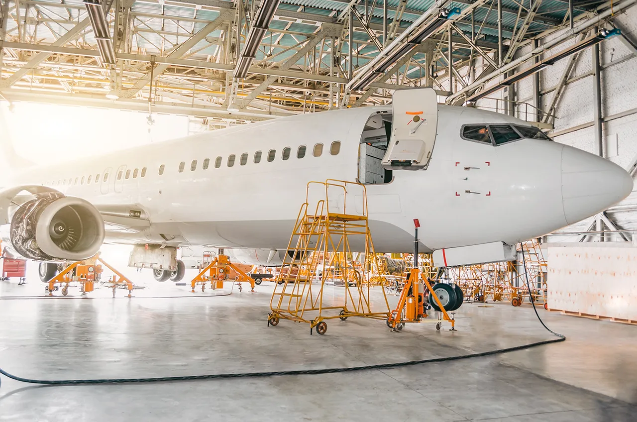 Airliner during maintenance at ST hangar